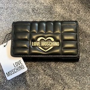 LOVE Moschino Portafogli Quilted Nappa PU Nero Wallet (JC5610PP1CLA1000) NWT
